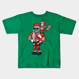 Strong Santa Claus Lifting Mrs Claus Kids T-Shirt